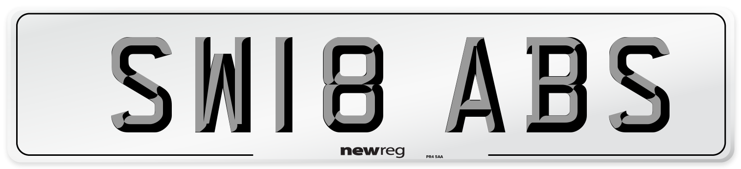 SW18 ABS Number Plate from New Reg
